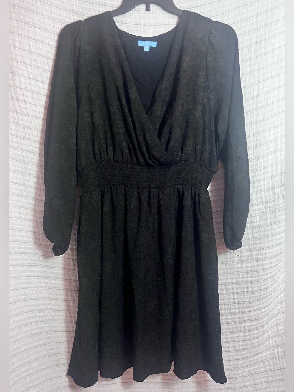Draper James Black Long Sleeve V-Neck Dress